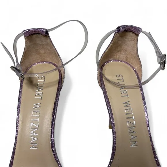 Stuart Weitzman Glitter Lilac High Heel PVC Sandal sz 8 NWOT