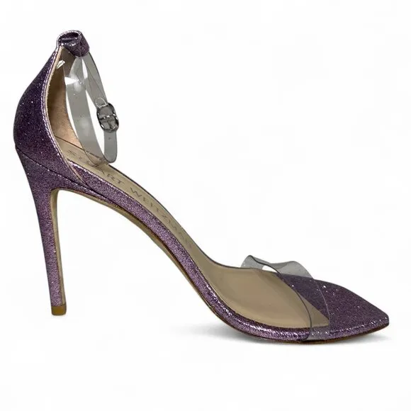 Stuart Weitzman Glitter Lilac High Heel PVC Sandal sz 8 NWOT