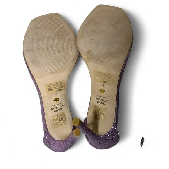 Stuart Weitzman Glitter Lilac High Heel PVC Sandal sz 8 NWOT
