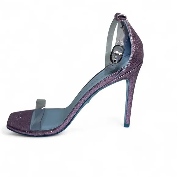 Stuart Weitzman Glitter Lilac High Heel PVC Sandal sz 8 NWOT