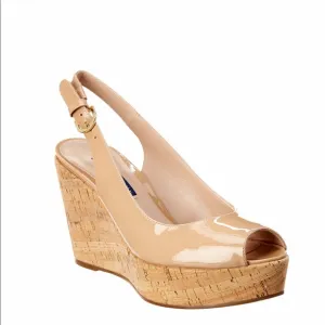 Stuart Weitzman Jean Patent Wedge Sandals