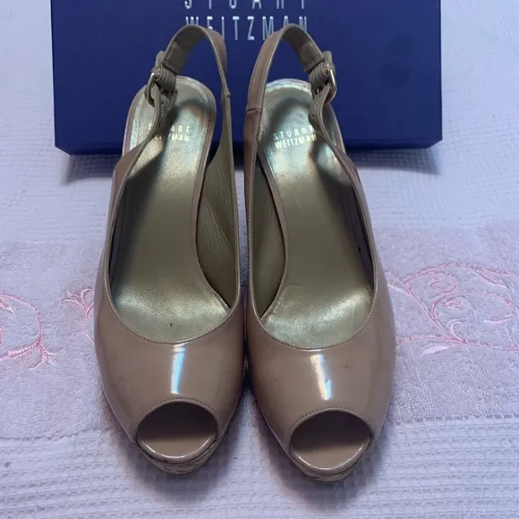 Stuart Weitzman Jean Patent Wedge Sandals