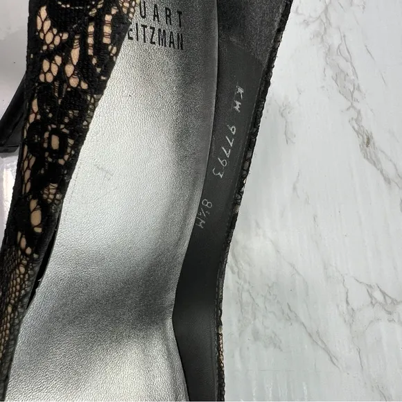 Stuart Weitzman Lace Peep Toe Platform Heels SHOES