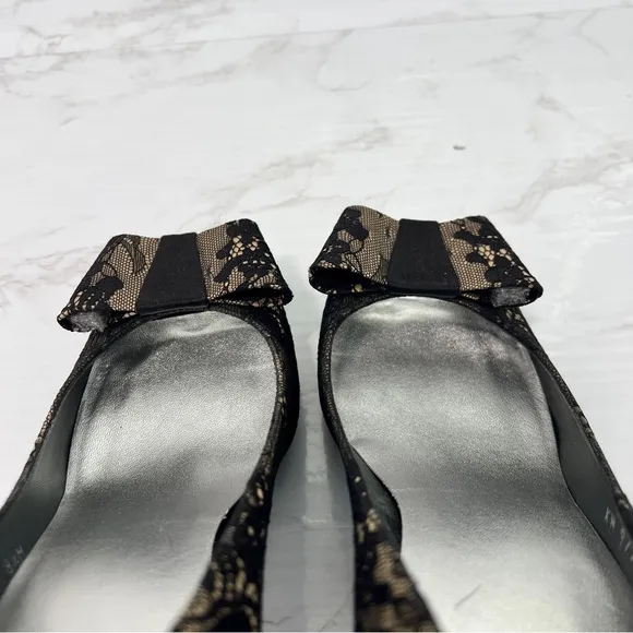 Stuart Weitzman Lace Peep Toe Platform Heels SHOES