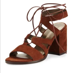 Stuart Weitzman Lace Up Suede Sandals