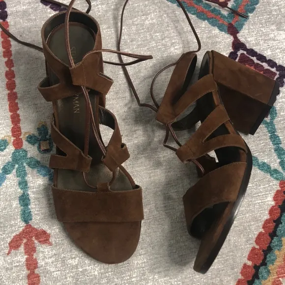 Stuart Weitzman Lace Up Suede Sandals