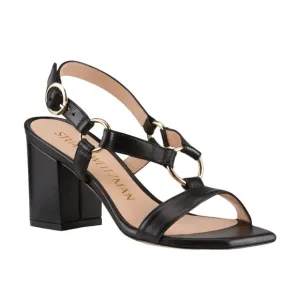 Stuart Weitzman Lalita Harness Leather Block Heel Black Sandals Women’s