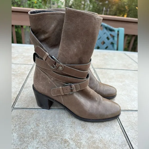 STUART WEITZMAN  leather block heel Dallas ANKLE BOOTS