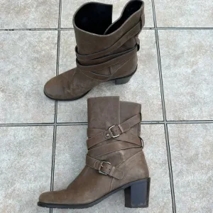 STUART WEITZMAN  leather block heel Dallas ANKLE BOOTS