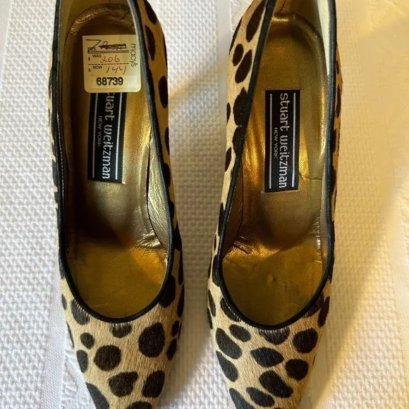 Stuart Weitzman Leopard Print Fur and Leather Pumps Heels Shoes Size‎ 7