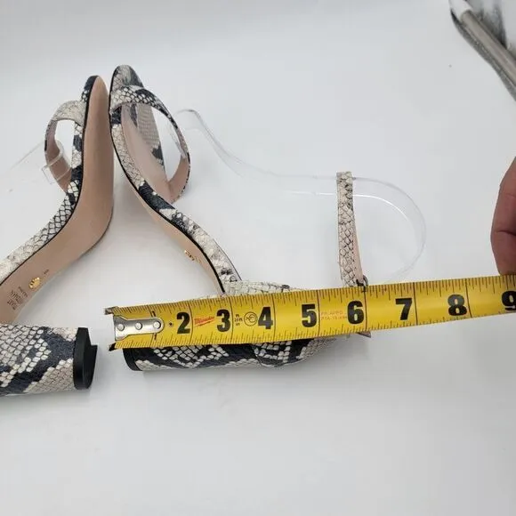 Stuart Weitzman Nearlynude Block-Heel Python-Embossed Leather Sandals US 8