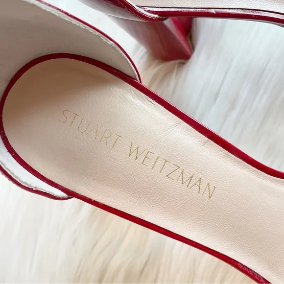 Stuart Weitzman Nearlynude Patent Leather Strappy Heeled Sandals *New with flaw*