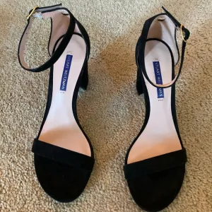 Stuart Weitzman New Nearly Nude Heel Sandals Womens 7.5 Black Suede