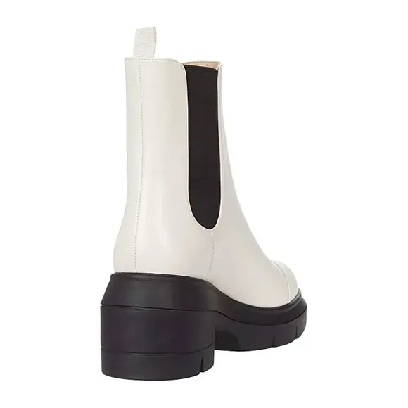 Stuart Weitzman Norah Platform Block Heel Chelsea Boots, White Size 41.5/11 New
