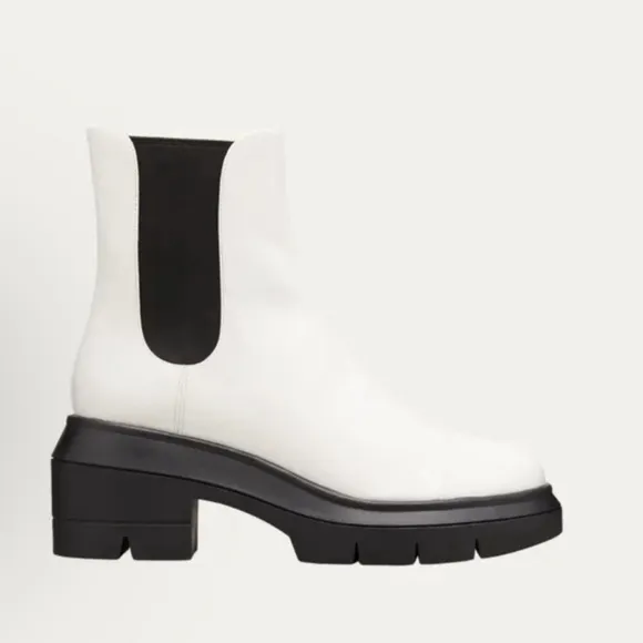 Stuart Weitzman Norah Platform Block Heel Chelsea Boots, White Size 41.5/11 New