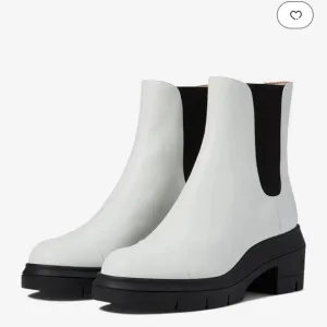 Stuart Weitzman Norah Platform Block Heel Chelsea Boots, White Size 41.5/11 New
