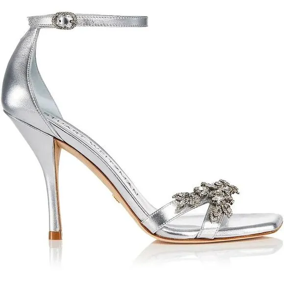Stuart Weitzman Nudist Vow 100 Sandal Square Toe Crystal High Heel $650 Sz 9,10