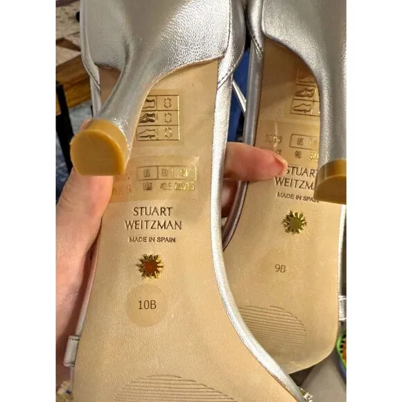 Stuart Weitzman Nudist Vow 100 Sandal Square Toe Crystal High Heel $650 Sz 9,10