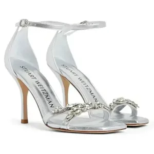Stuart Weitzman Nudist Vow 100 Sandal Square Toe Crystal High Heel $650 Sz 9,10
