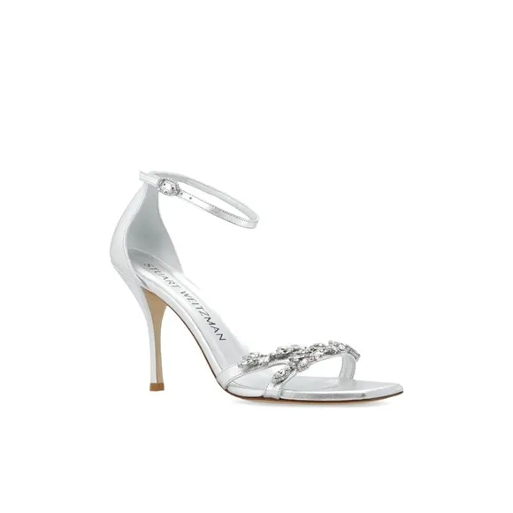 Stuart Weitzman Nudist Vow 100 Sandal Square Toe Crystal High Heel $650 Sz 9,10