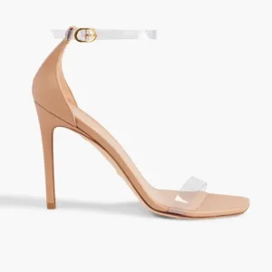 Stuart Weitzman Nudistcurve PVC Nude Leather Heeled Sandals