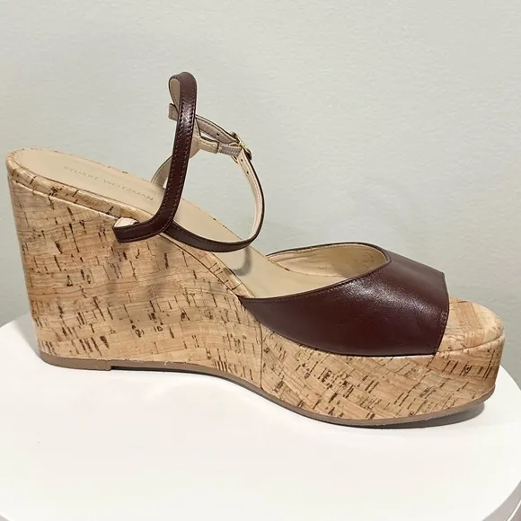 🌹STUART WEITZMAN🌹 Palmina Leather Wedge Sandals Size: 9.5B