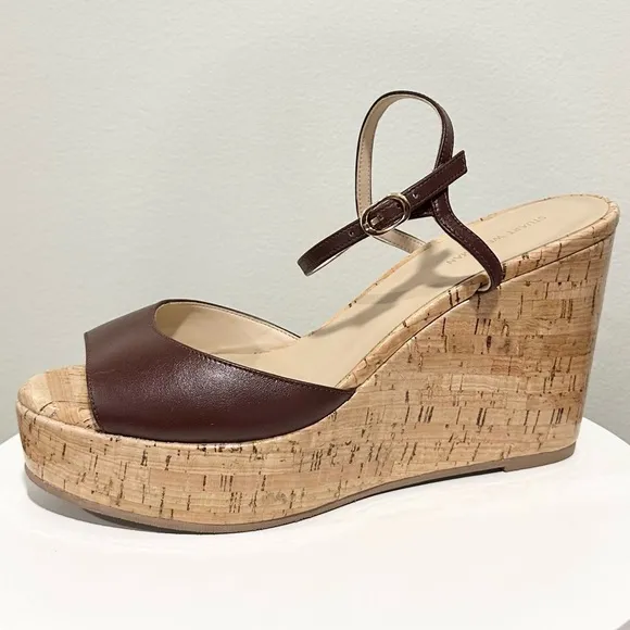 🌹STUART WEITZMAN🌹 Palmina Leather Wedge Sandals Size: 9.5B