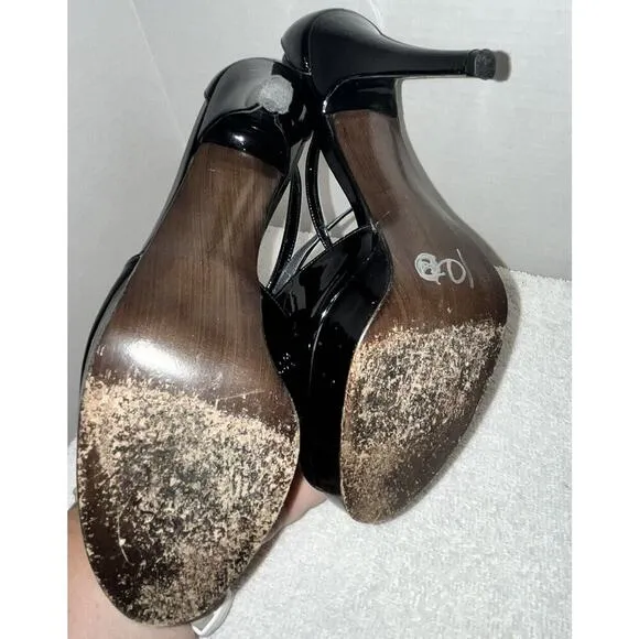 Stuart Weitzman Patent Leather Platform Strappy Pumps Stiletto Heel Black Sz 7.5