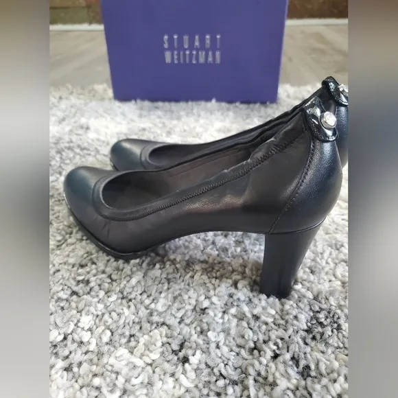 Stuart Weitzman Platform Pump  Rounded-Toe Black Women's Shoes Sz 8 N New W Box