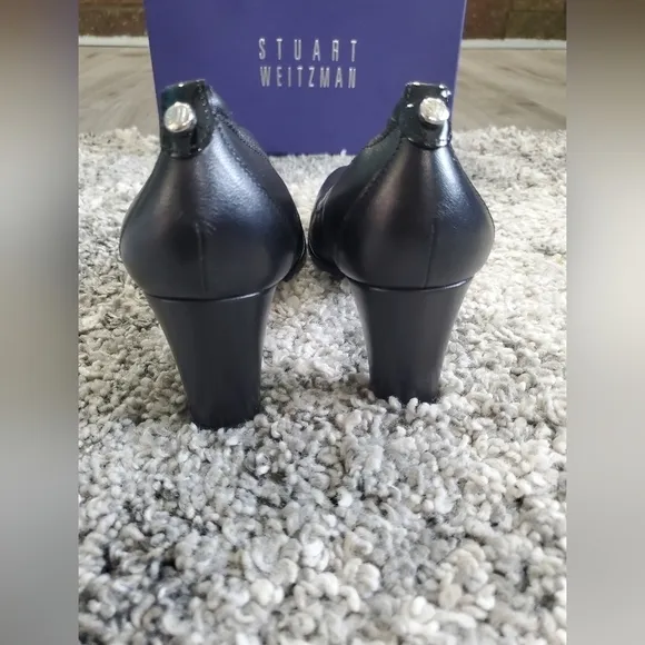 Stuart Weitzman Platform Pump  Rounded-Toe Black Women's Shoes Sz 8 N New W Box