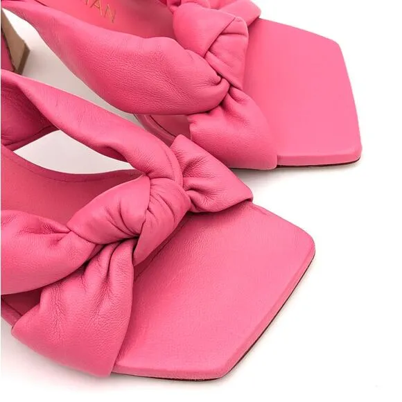 Stuart Weitzman Playa Ankle Strap Knotted High Heel Sandal Pink Size US7B EU37.5