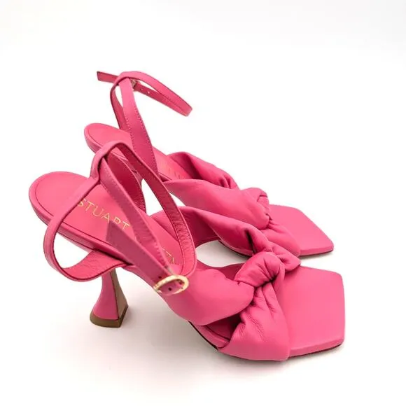 Stuart Weitzman Playa Ankle Strap Knotted High Heel Sandal Pink Size US7B EU37.5