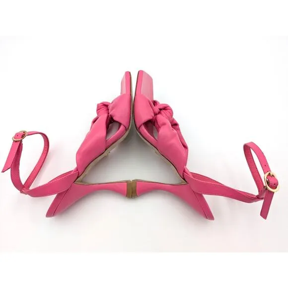 Stuart Weitzman Playa Ankle Strap Knotted High Heel Sandal Pink Size US7B EU37.5