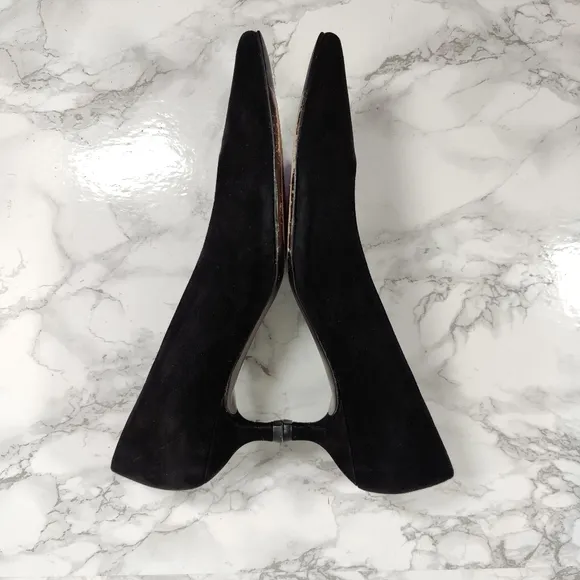 Stuart Weitzman Poco Black Suede Kitten Pumps Size 7