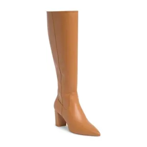 Stuart Weitzman Renegade Block Heel Leather Knee High Boots Almond Size 10 NWT