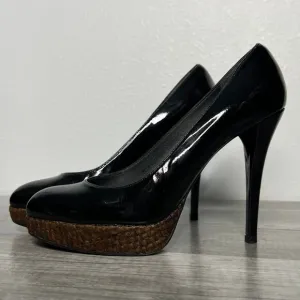 Stuart Weitzman Rowswoon Patent leather Pumps Platform Heels Shoes Black Size 8