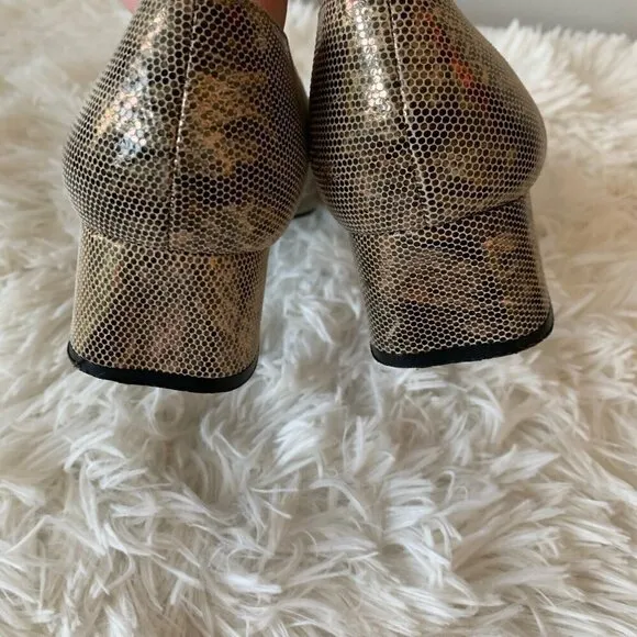 Stuart Weitzman Shoes Women’s Size 6B Leather Snakeskin Print Block Heel‎