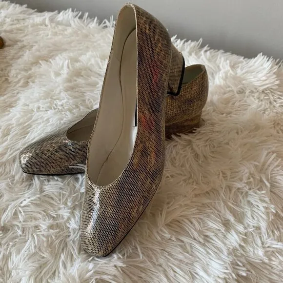 Stuart Weitzman Shoes Women’s Size 6B Leather Snakeskin Print Block Heel‎