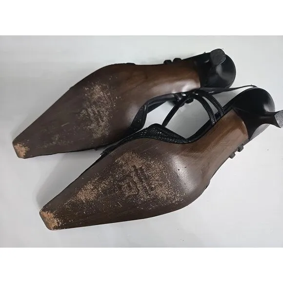Stuart Weitzman Sling Back‎ Pumps Black Size 8.5 N Hampton