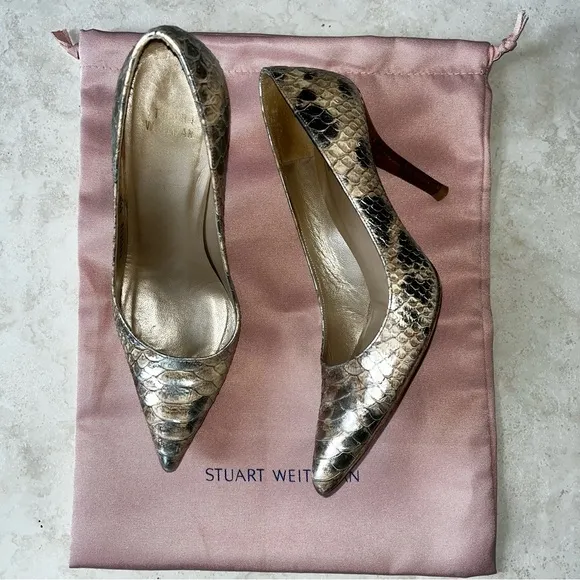 Stuart Weitzman Snakeskin Animal Print Pumps Heel Shoes size 6.5
