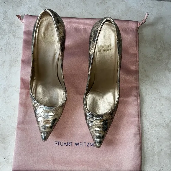 Stuart Weitzman Snakeskin Animal Print Pumps Heel Shoes size 6.5