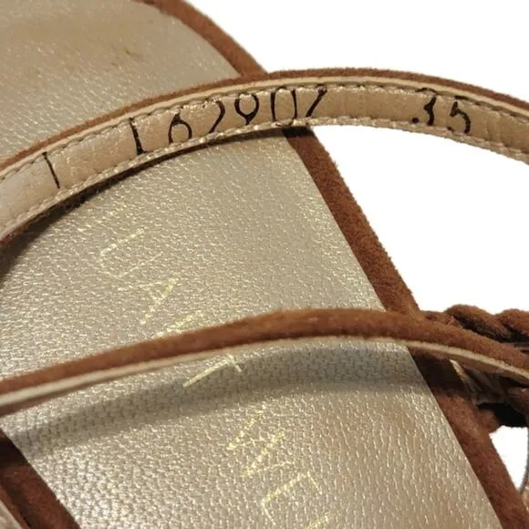 STUART WEITZMAN Tasselmania Fossil Suede Wedge Platform Brown Sandal Size 5