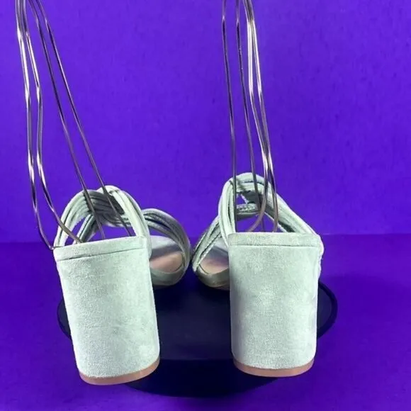 Stuart Weitzman Twist Block 75 Slide Block Heel Sandal in Mint Green Size 9.5