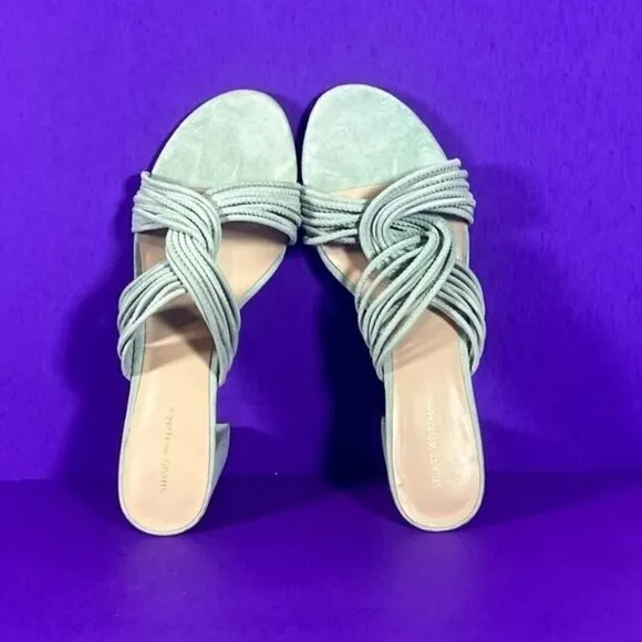 Stuart Weitzman Twist Block 75 Slide Block Heel Sandal in Mint Green Size 9.5