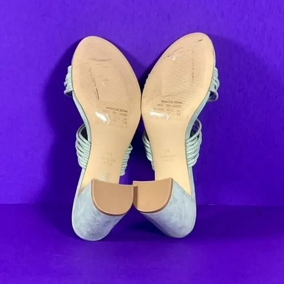 Stuart Weitzman Twist Block 75 Slide Block Heel Sandal in Mint Green Size 9.5