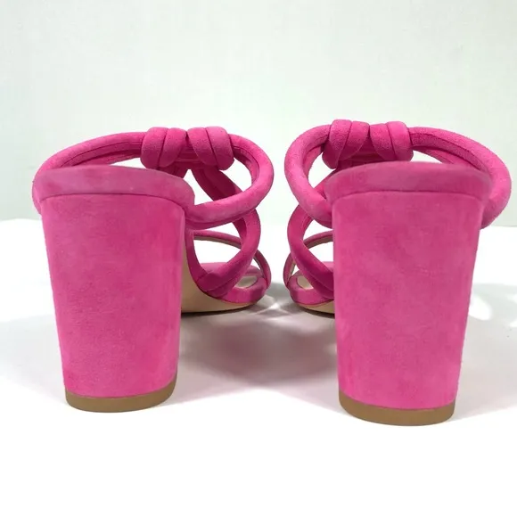 Stuart Weitzman Twist Knot 75 Block Heel Sandal 6B US Pink Peon NEW 36.5 EU