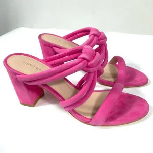 Stuart Weitzman Twist Knot 75 Block Heel Sandal 6B US Pink Peon NEW 36.5 EU