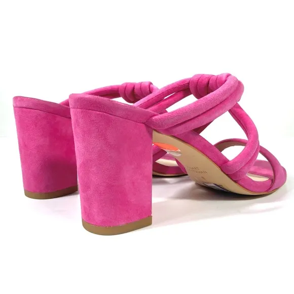 Stuart Weitzman Twist Knot 75 Block Heel Sandal 6B US Pink Peon NEW 36.5 EU