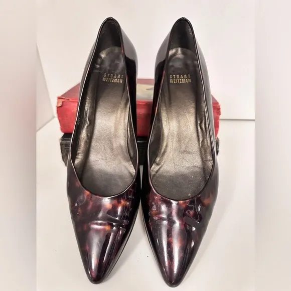 STUART WEITZMAN wedge Tortoise Shell Patent Leather size 9