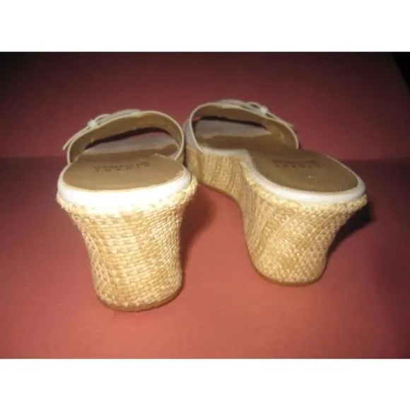 Stuart Weitzman White Croc Embossed Leather Mules